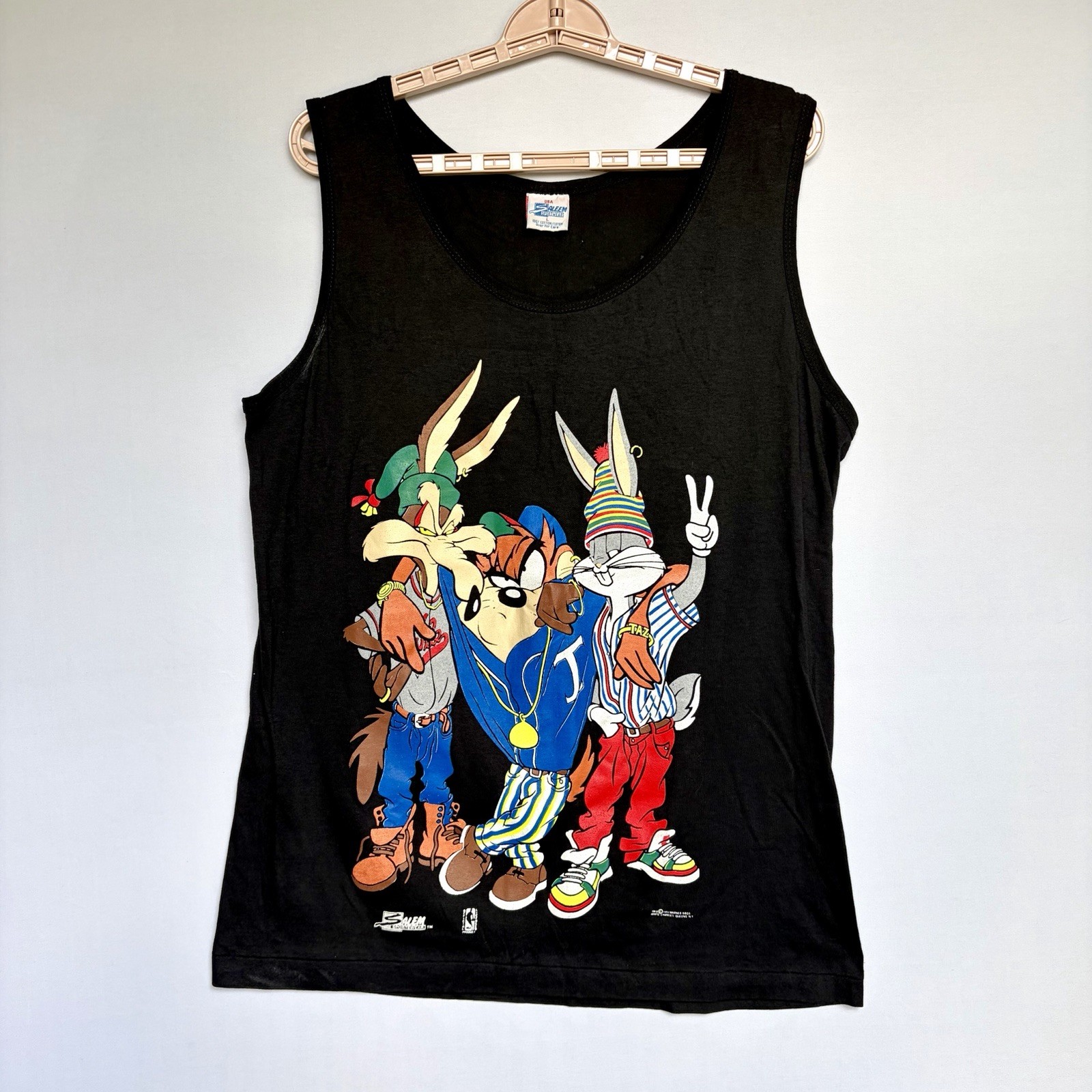 Vtg 1993 Salem Sportswear Looney Tunes Hip Hop Tank Top Sz L Back HTF Shirt Vtg 1993 Salem Sportswear Looney Tunes Hip Hop Tank Top Sz L Back HTF Shirt