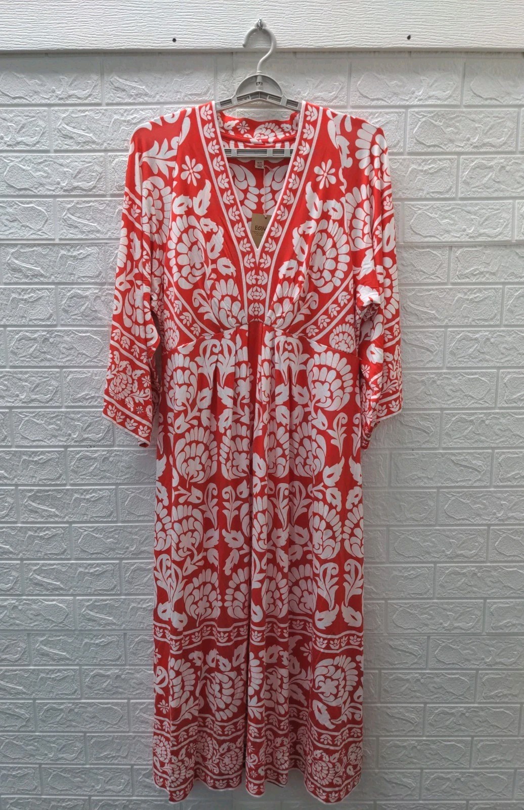 New Boden Nell Kimono Midi Jersey Dress Bright Cherry Ornate Sz 12R New Boden Nell Kimono Midi Jersey Dress Bright Cherry Ornate Sz 12R