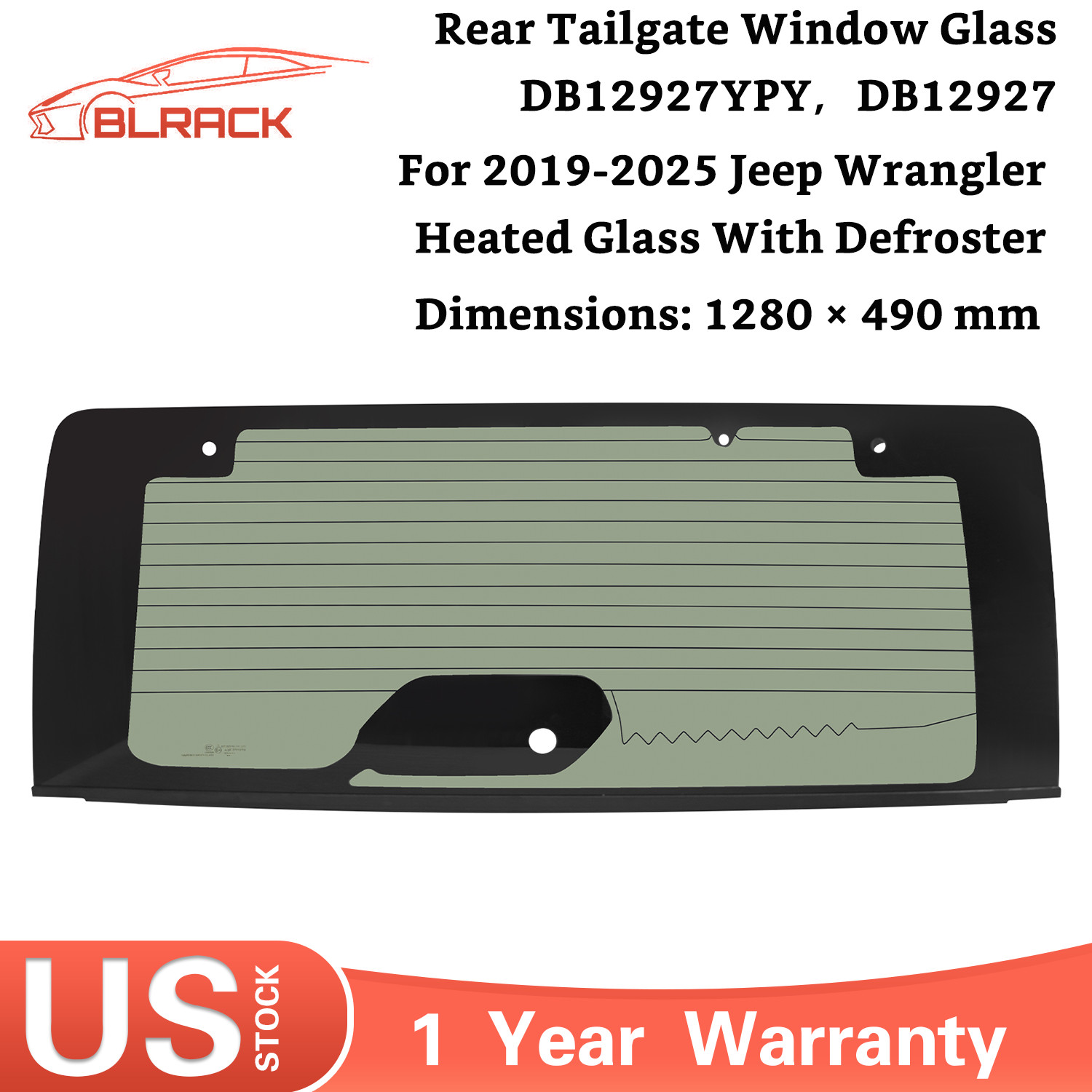 Rear Tailgate Window Glass For 2019-2025 Jeep Wrangler Heated (with defroster)