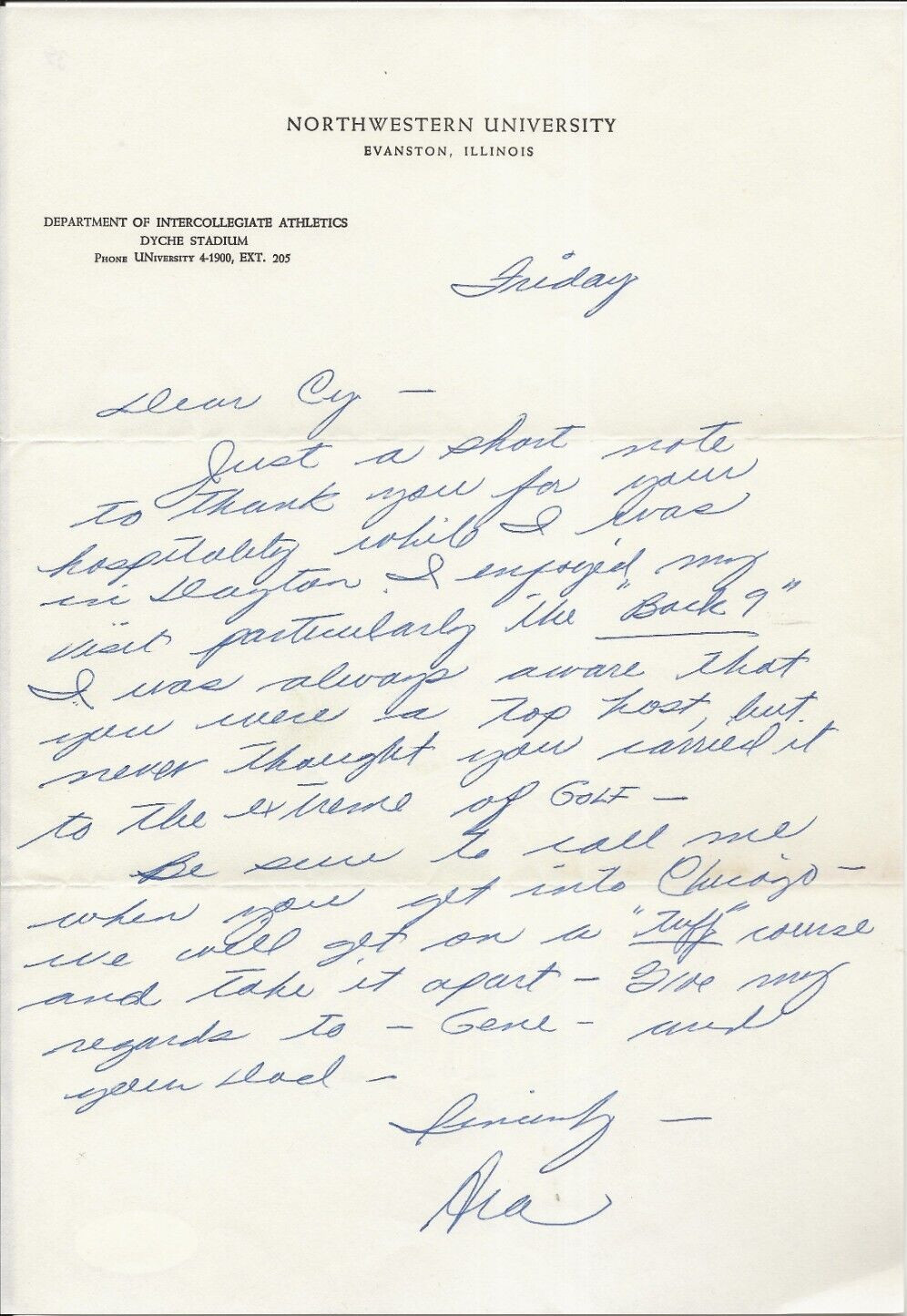 Ara Parseghian REAL hand Written & SIGNED Letter JSA COA Autographed Notre Dame