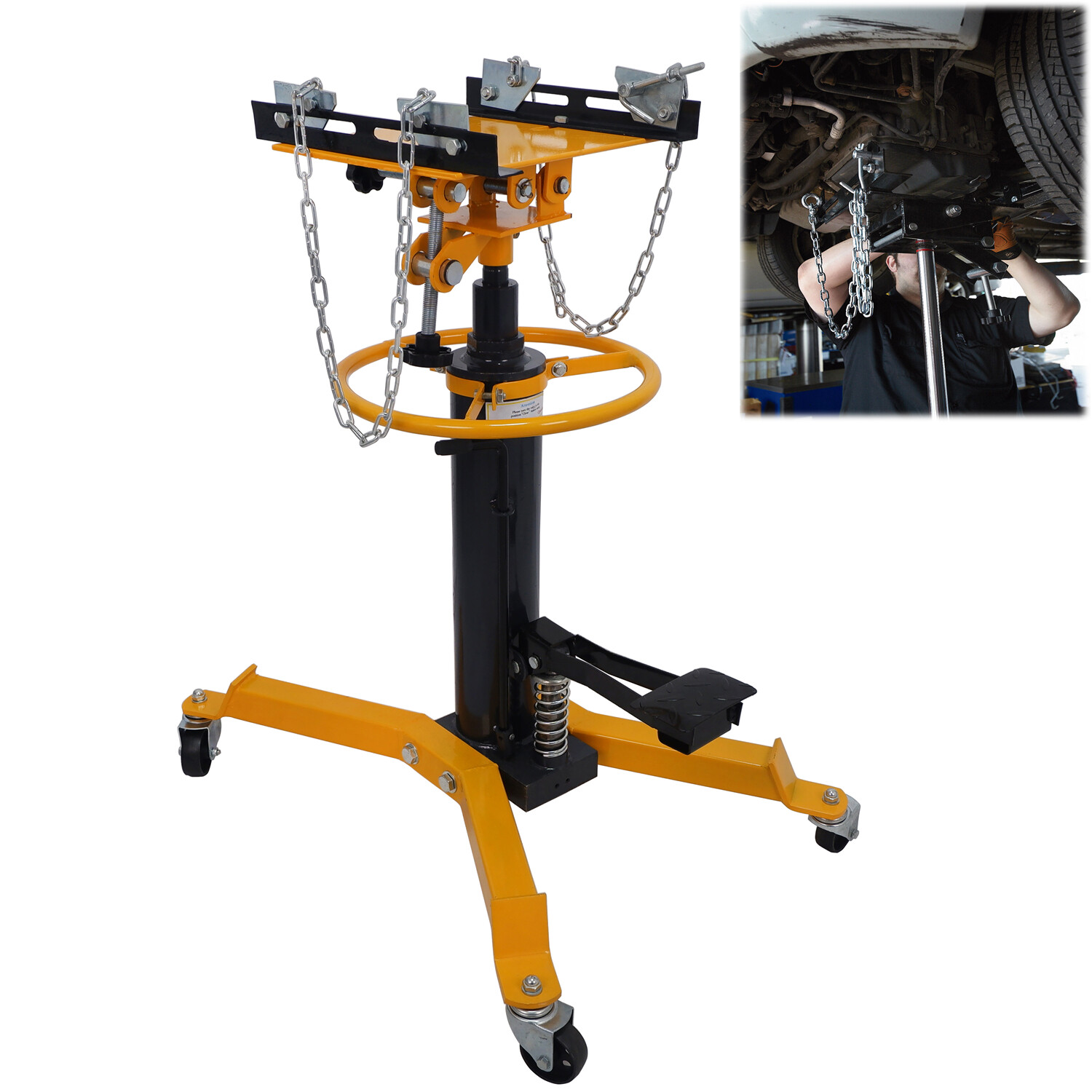 NEW 1100 LBS 2 Stage Hydraulic Transmission Jack w/ 360°Swivel Wheels Lift Hoist