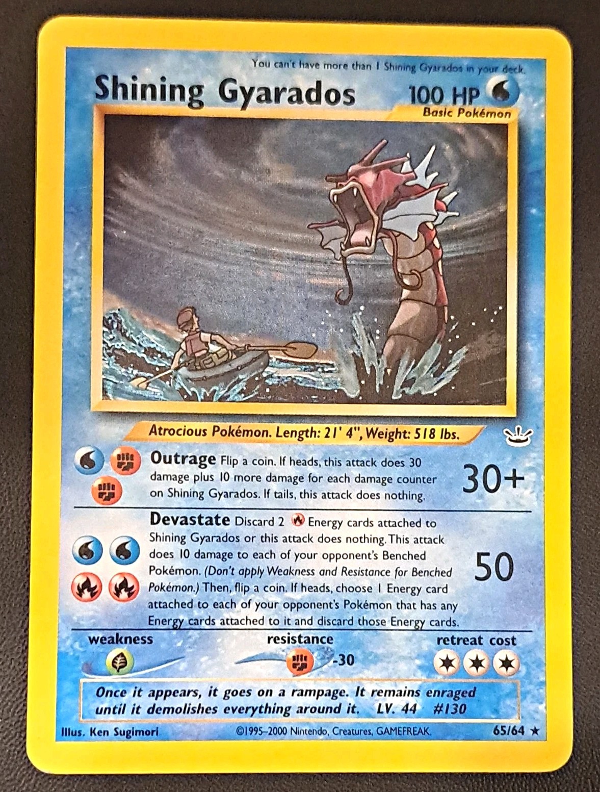 Shining Gyarados 65/64 - Neo Revelation Unlimited Holo Secret Rare English 2000 Shining Gyarados 65/64 - Neo Revelation Unlimited Holo Secret Rare English 2000