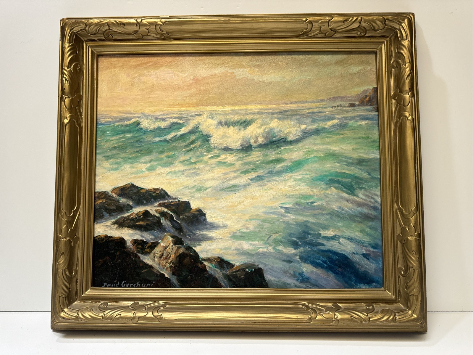 Vintage Impressionist Landscape Painting Beach Coast David Gershuni California Vintage Impressionist Landscape Painting Beach Coast David Gershuni California