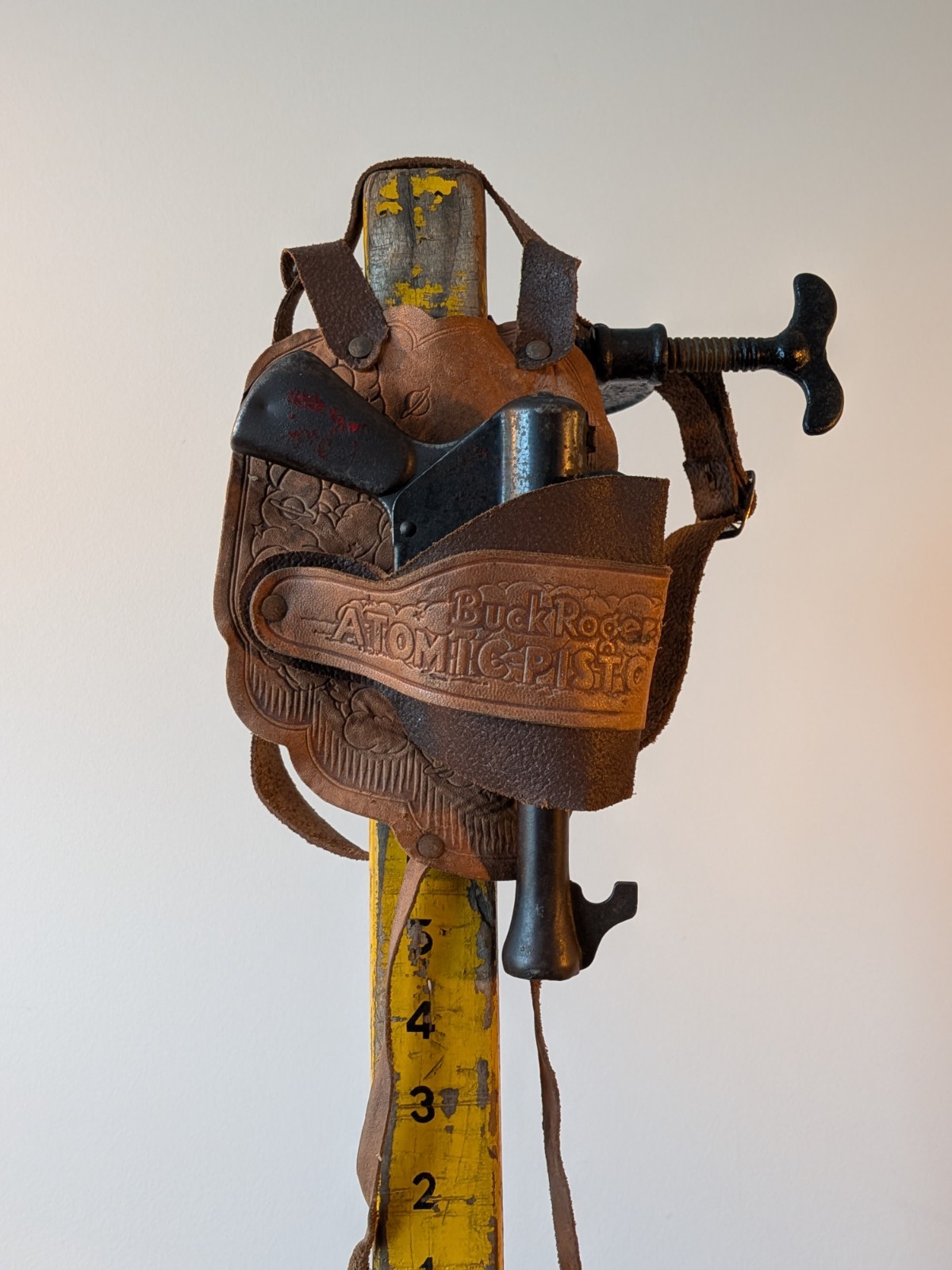 Vintage 1930s Buck Rogers XZ-38 Ray Gun & 1940s Atomic Leather Holster - WORKS