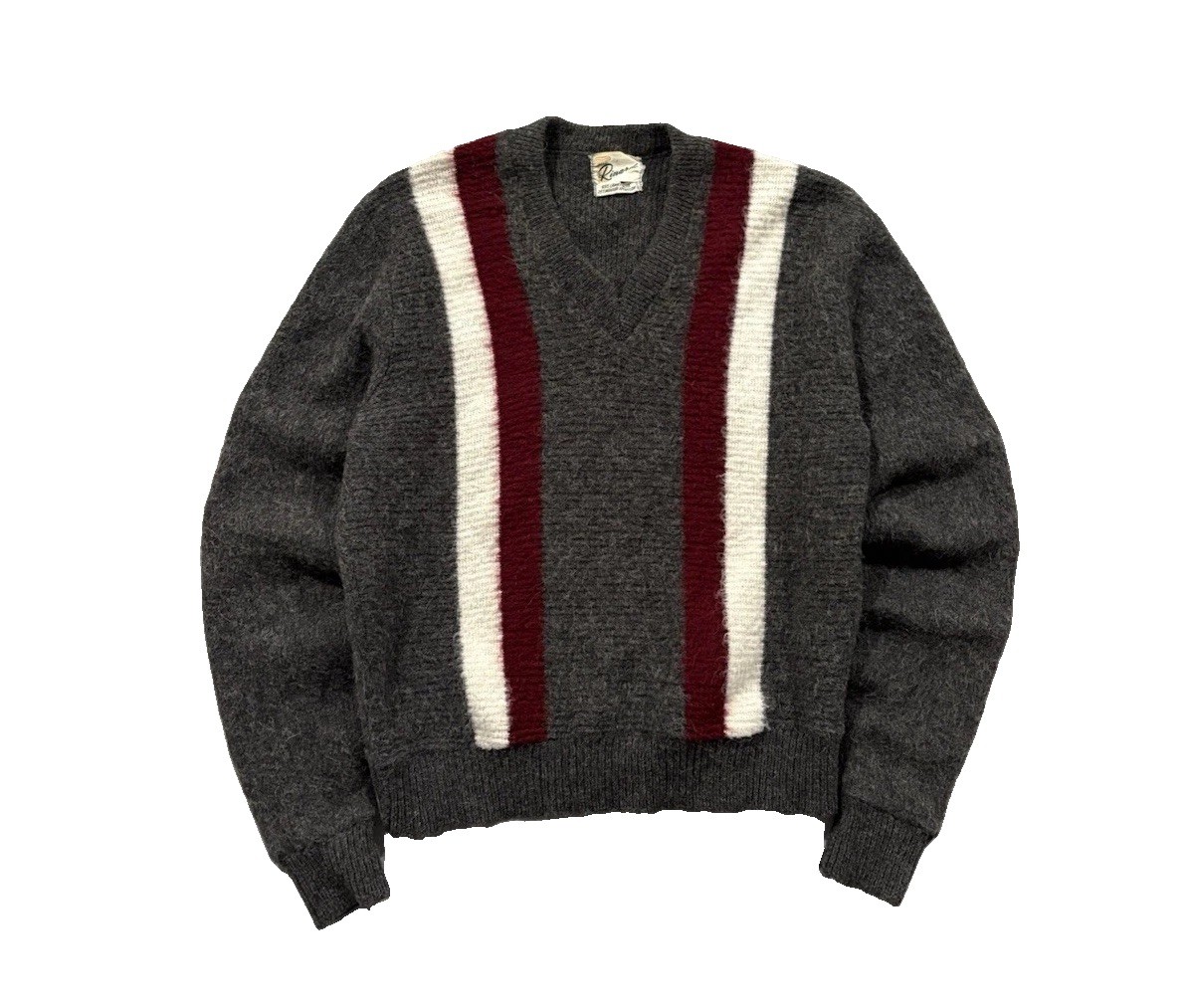 Vintage 60s Rinardo Lambswool Mohair Striped Shaggy V Neck Cobain Sweater RARE Vintage 60s Rinardo Lambswool Mohair Striped Shaggy V Neck Cobain Sweater RARE