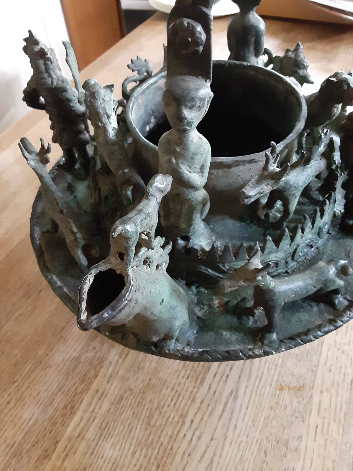 Antique Asian Watering Can with figures Antique Asian Watering Can with figures