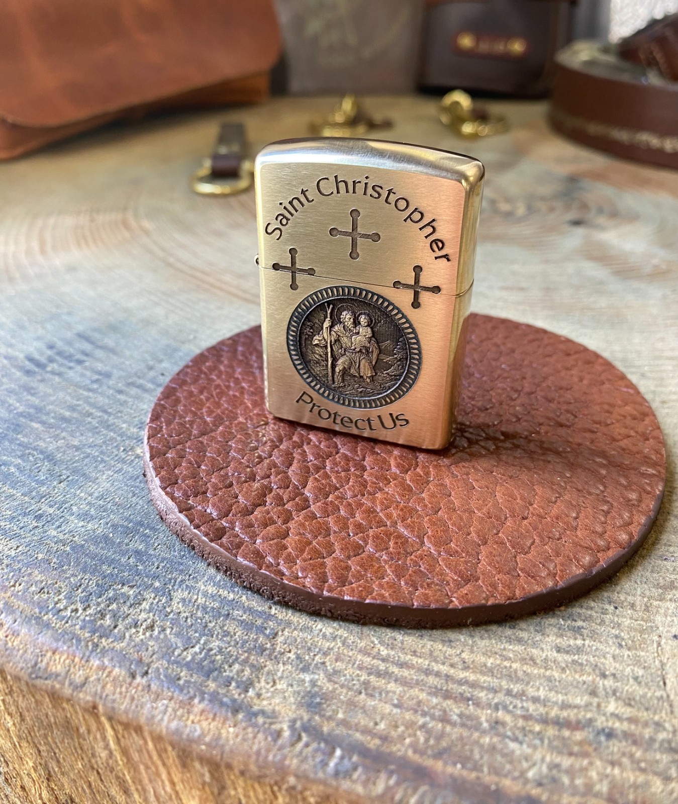 Saint Christopher Custom Zippo | Brass Armor Zippo  | Made in USA
