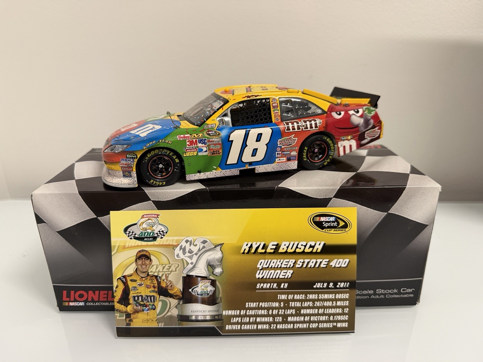 2011 Kyle Busch #18 Autographed M&Ms Kentucky Raced Win 1/24 Diecast VERY RARE