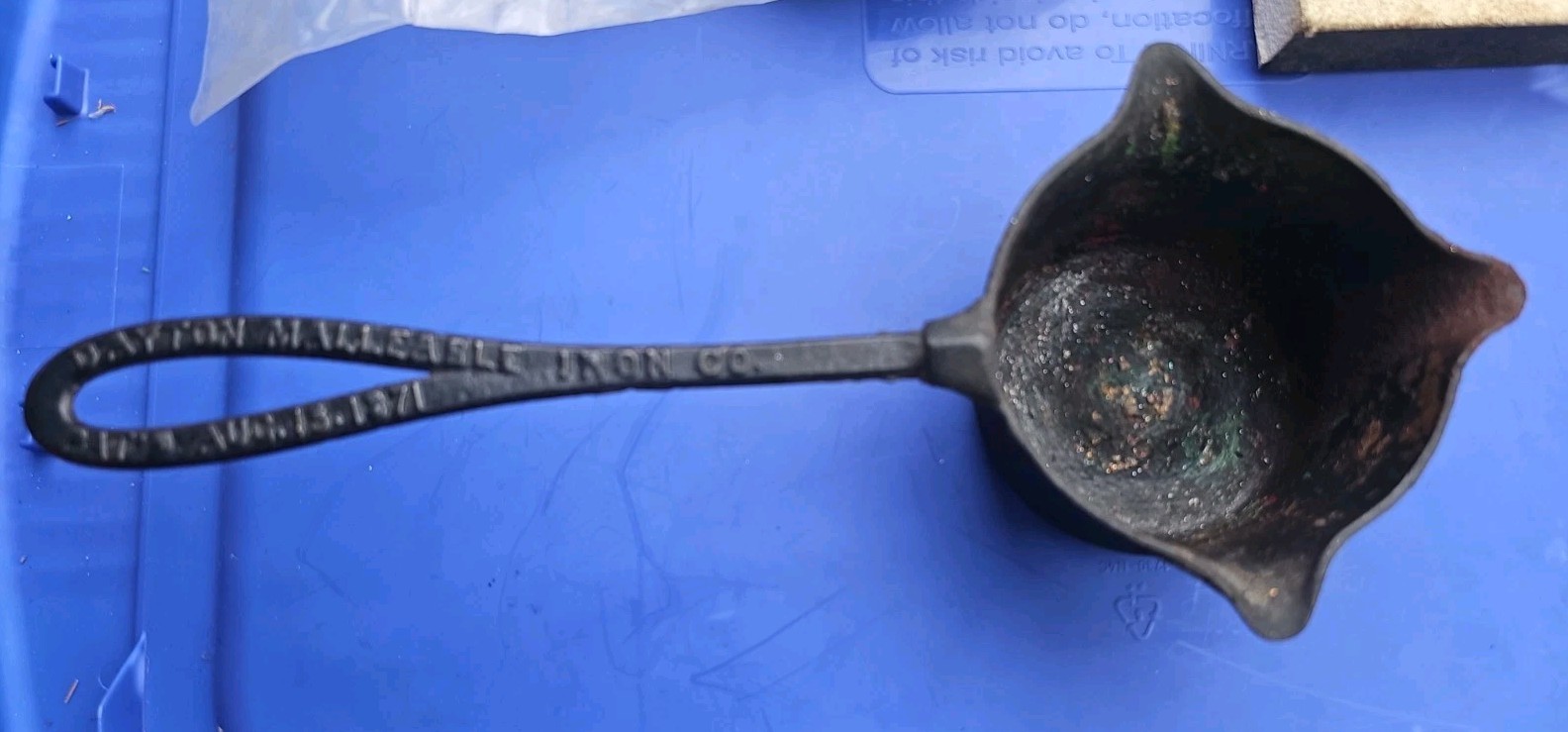 Vintage Cast Iron Dayton Malleable Iron Co Smelting Ladle patented in 1871