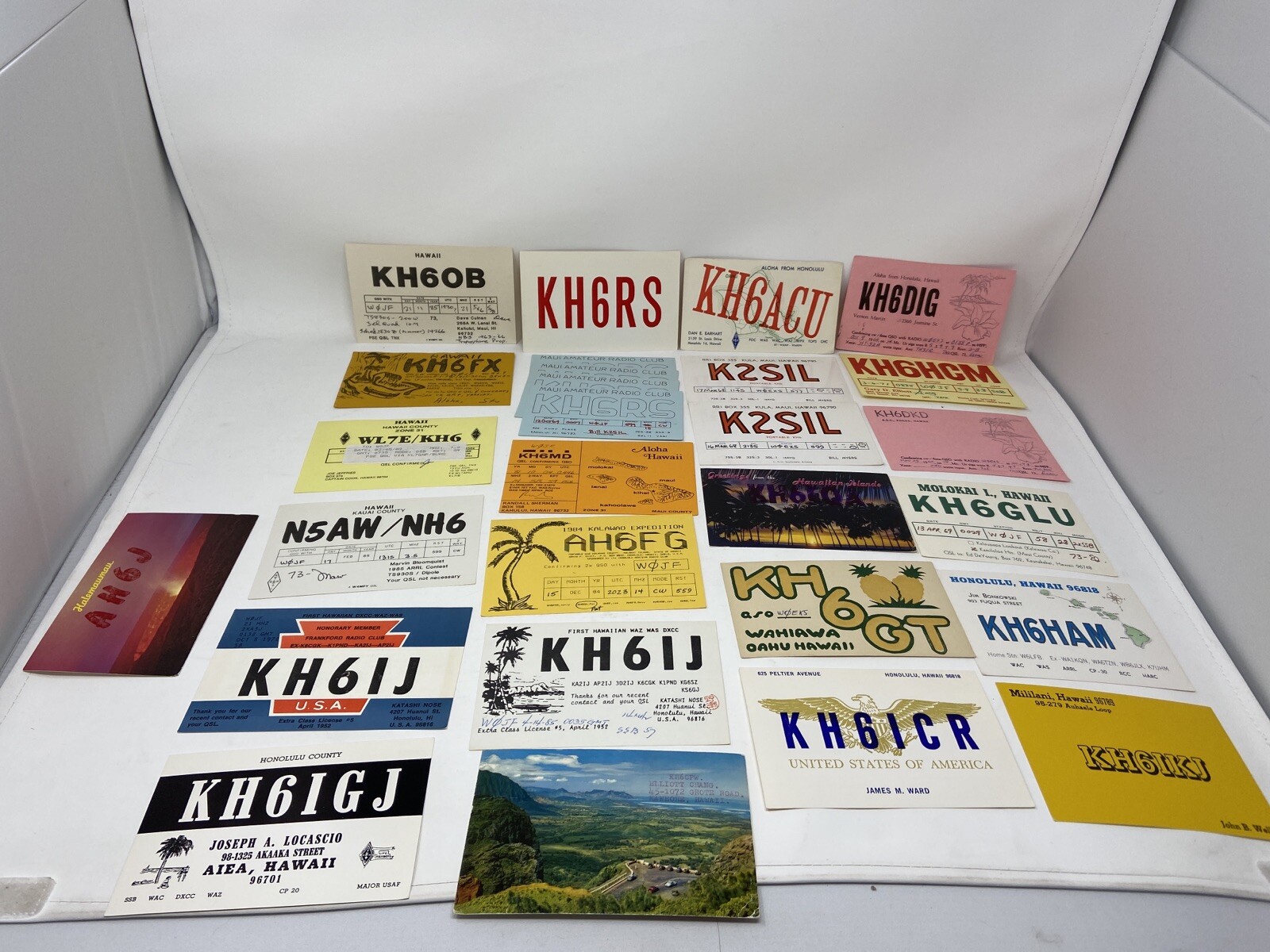 QSL Card Lot of 28 Vintage Hawaii Maui Honolulu Kula 1961-89