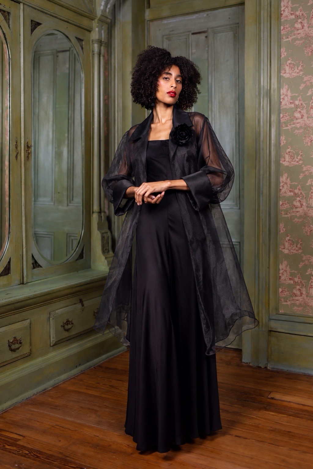 VTG 1960s Organza Chiffon Avant Garde Whimsygoth Opera Duster Jacket L