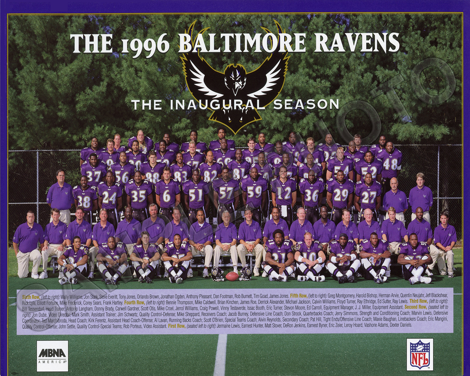 1996 BALTIMORE RAVENS FIRST INAUGURAL SEASON TEAM  8X10 PHOTO PICTURE 