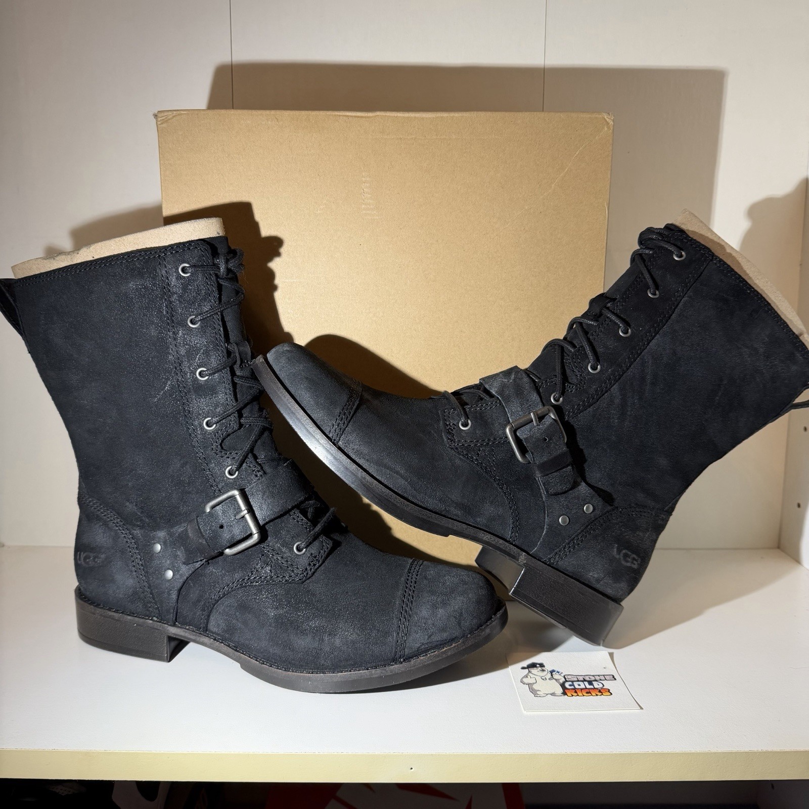 UGG Australia Women Marela 1005687 Black Suede Lace-up Side Zipper Boot Size 10 UGG Australia Women Marela 1005687 Black Suede Lace-up Side Zipper Boot Size 10