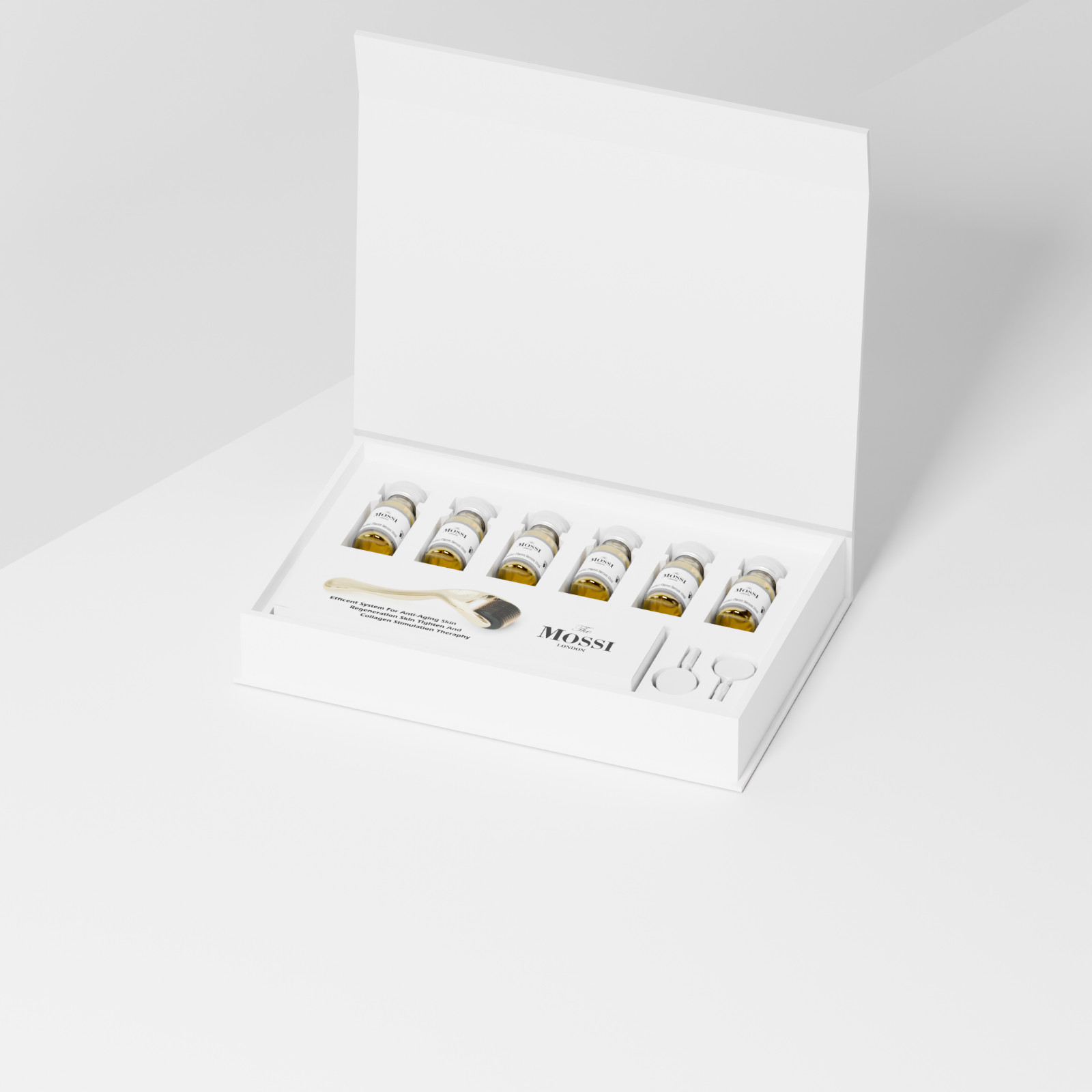 The Mossi London Dermaroller Scalp Set 6x10ml Hair Serum 0.5mm Microneedling