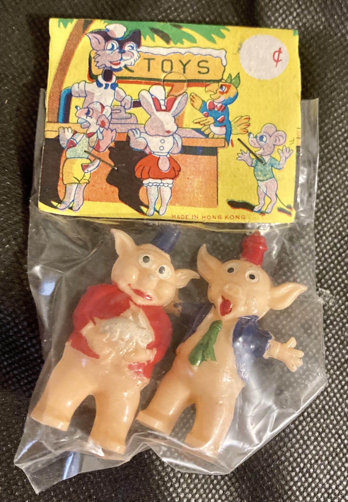 Vintage Dimestore 1960 Hand Painted Plastic Pigs NOS Original Pack Hong Kong Vintage Dimestore 1960 Hand Painted Plastic Pigs NOS Original Pack Hong Kong
