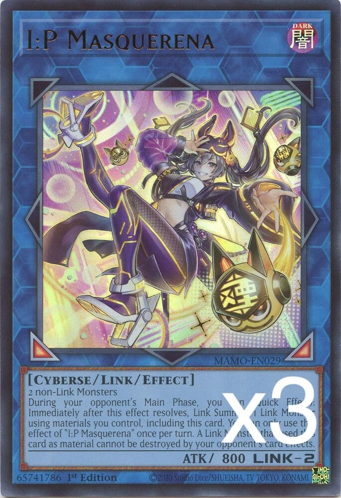 3X Yugioh I:P Masquerena MAMO-EN029 Ultra Rare 1st Edition NM 3X Yugioh I:P Masquerena MAMO-EN029 Ultra Rare 1st Edition NM