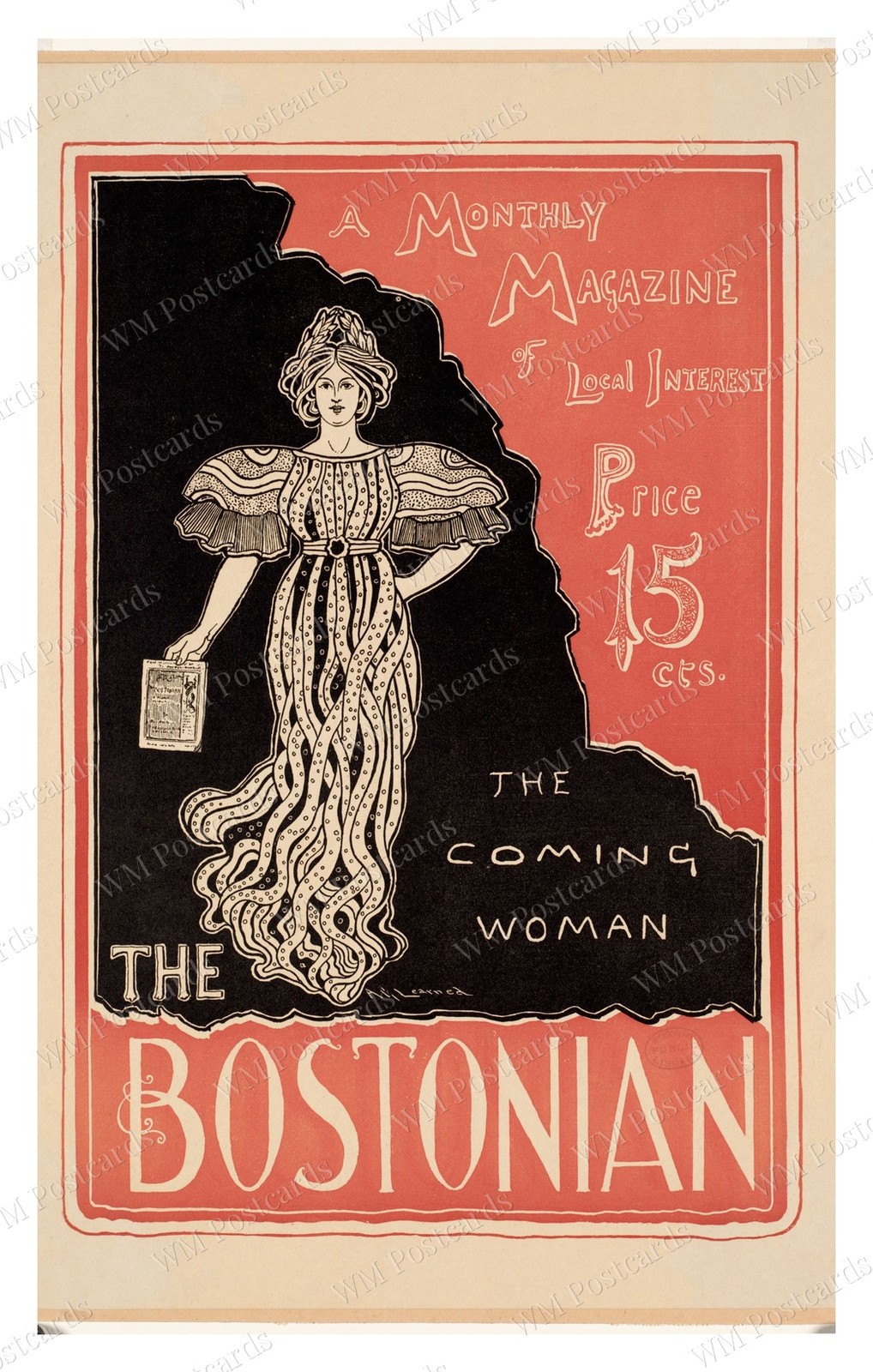 Boston Massachusetts circa 1905 Magazine Cover Woman Standard Postcard