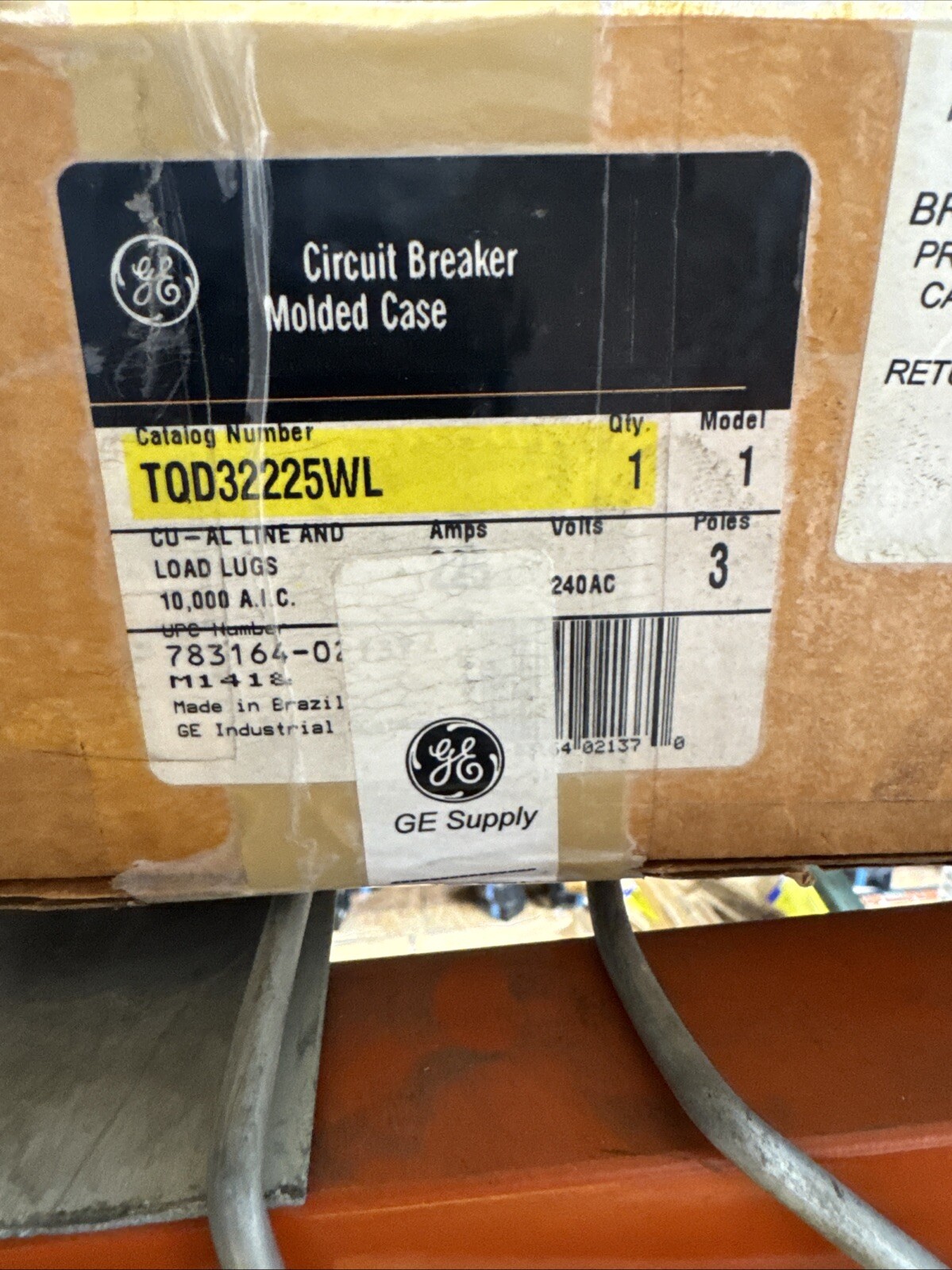 GE TQD32225WL BREAKER 3POLE 225A 240V W/LUGS NEW IN BOX GE TQD32225WL BREAKER 3POLE 225A 240V W/LUGS NEW IN BOX