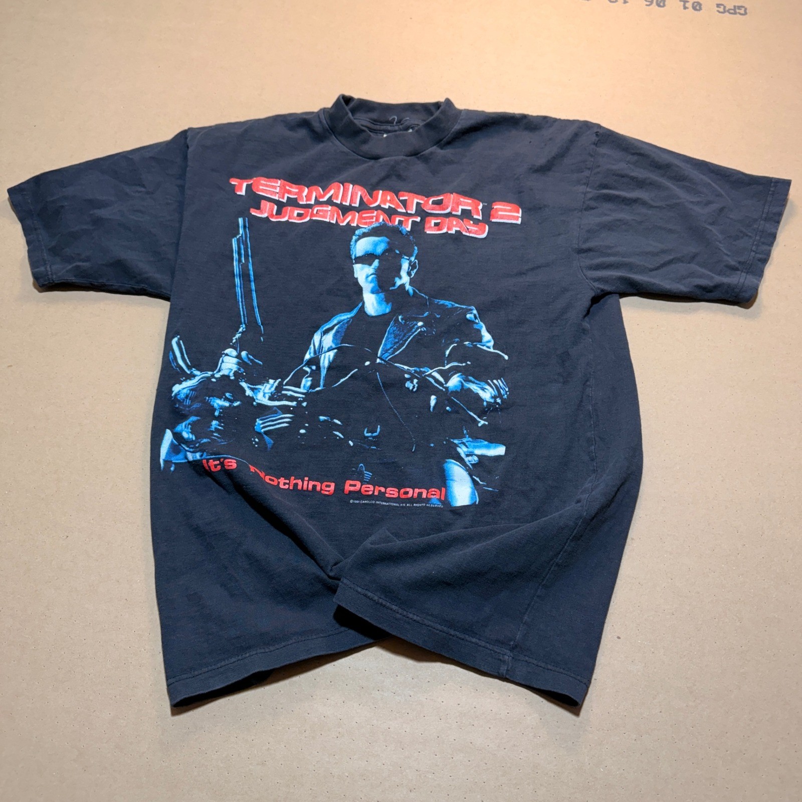 1991 Terminator 2 Judgment Day T-Shirt Medium Black Good Vintage Movie Promo