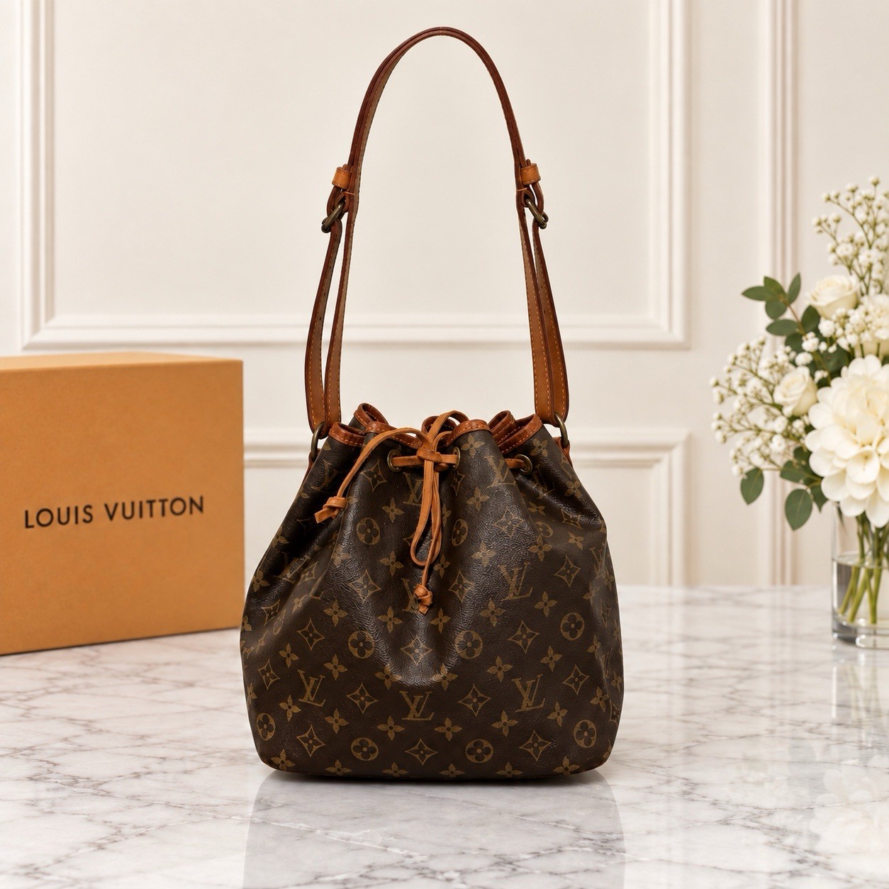 Authentic Louis Vuitton Vintage Petit Noé Monogram Bucket Bag AR0980 