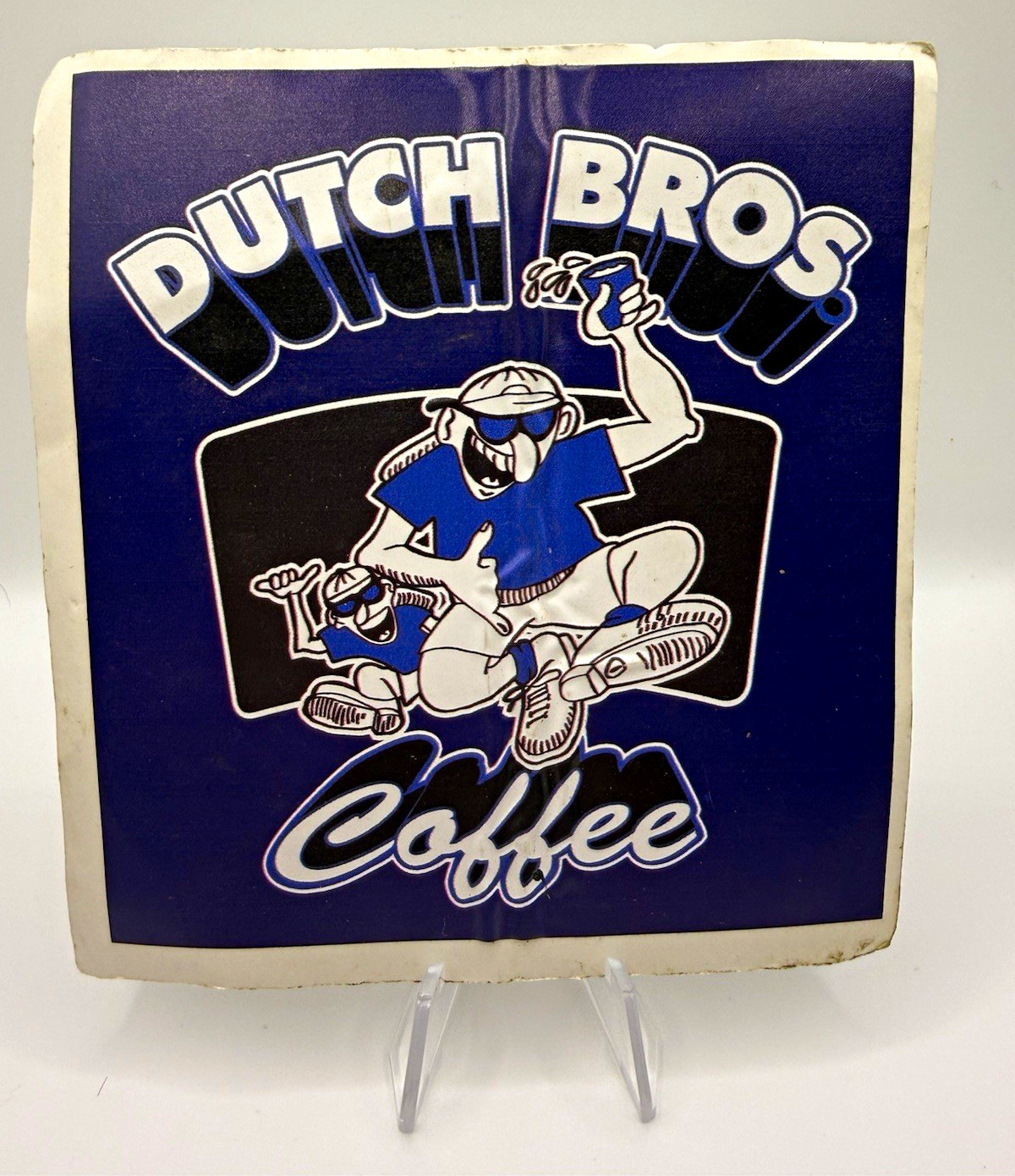Rare Early Vintage Dutch Bros Coffee Sticker Damaged Original Old Design HTF Rare Early Vintage Dutch Bros Coffee Sticker Damaged Original Old Design HTF