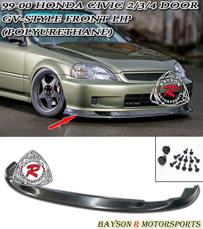 Fits 99-00 Honda Civic 2/3/4dr GV-Style (Time Attack) Front Lip (Urethane) Fits 99-00 Honda Civic 2/3/4dr GV-Style (Time Attack) Front Lip (Urethane)