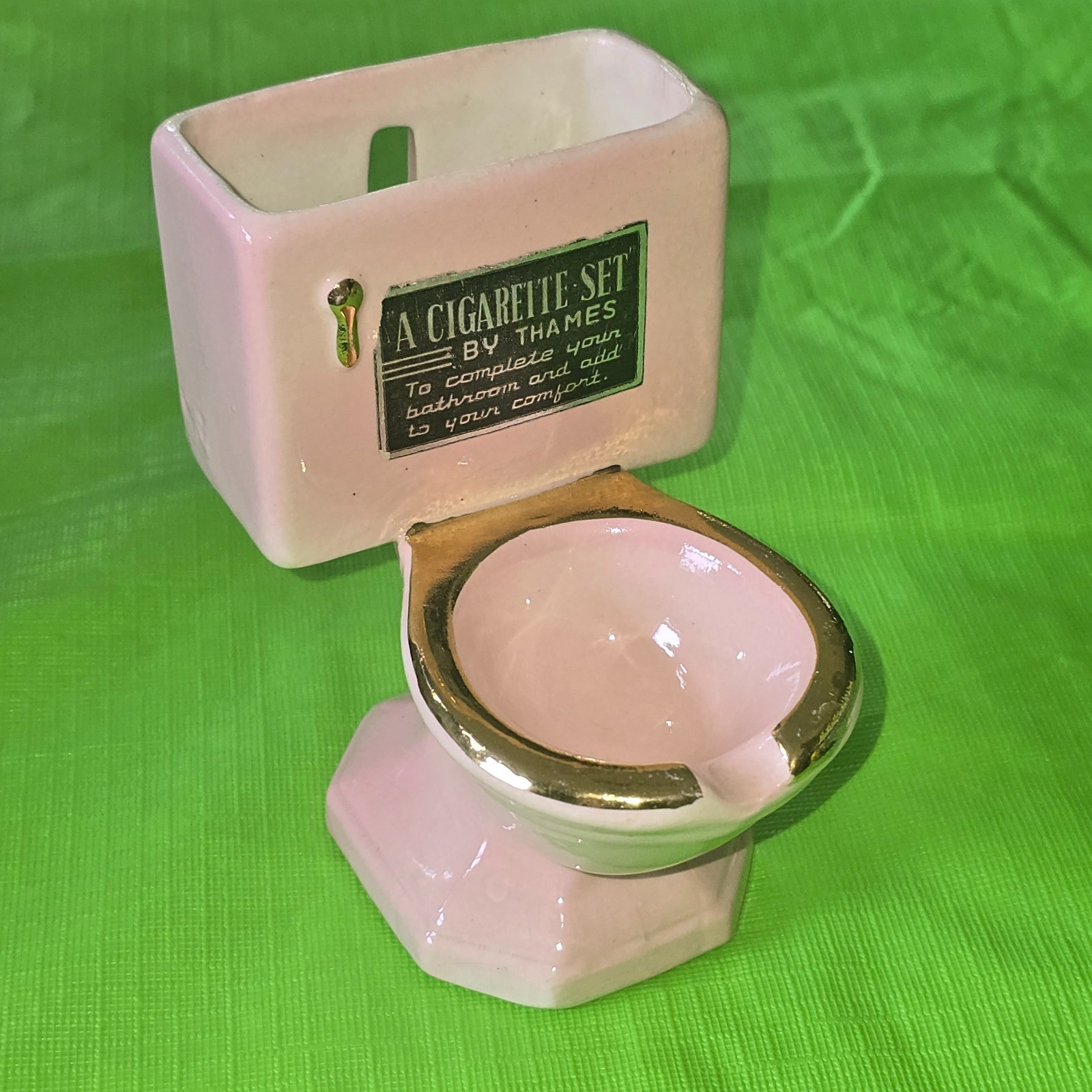 Vtg Thames Tilso Japan Ceramic Toilet Ashtray Cig. Holder Wall Pocket Vtg Thames Tilso Japan Ceramic Toilet Ashtray Cig. Holder Wall Pocket