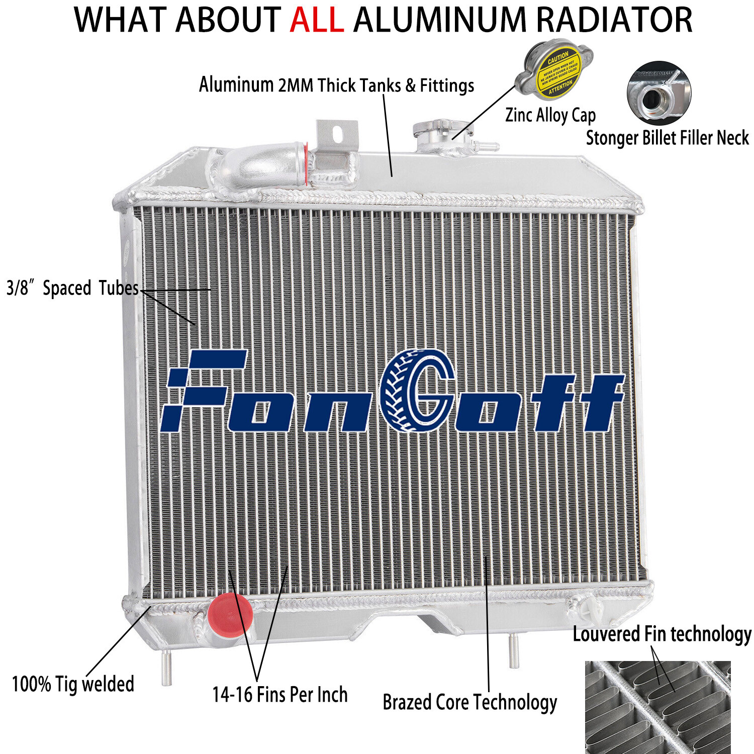 Upgrade 4 Row Radiator For 1943-1952 Jeep Willys MB/CJ-2A/M38 2.2L 2.6L 3.7L l6