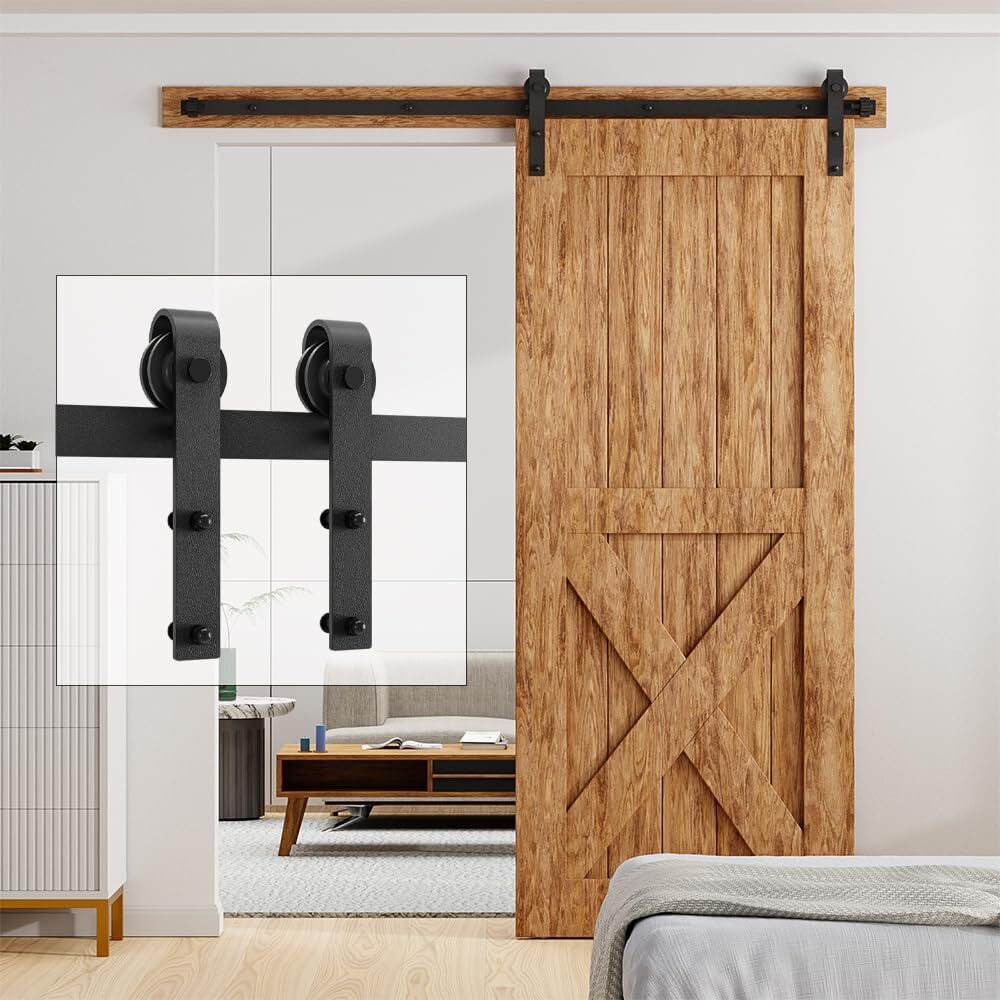 6.6FT Heavy Duty Sliding Barn Door Hardware Track Kit for One 36\