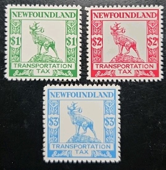 Newfoundland Stamps #TT1-3 1927 Transportation Tax Revenue Replica Set Canada