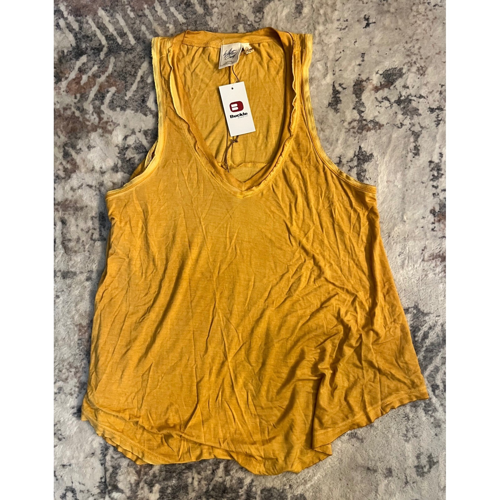 NWT, Buckle,White Crow, Fall, Mustard Yellow V-Neck Raw Edge Tank Top Small NWT, Buckle,White Crow, Fall, Mustard Yellow V-Neck Raw Edge Tank Top Small