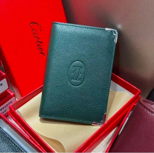 Cartier Must De Cartier Men Wallet Green Calfskin Leather 4CC Card Holder