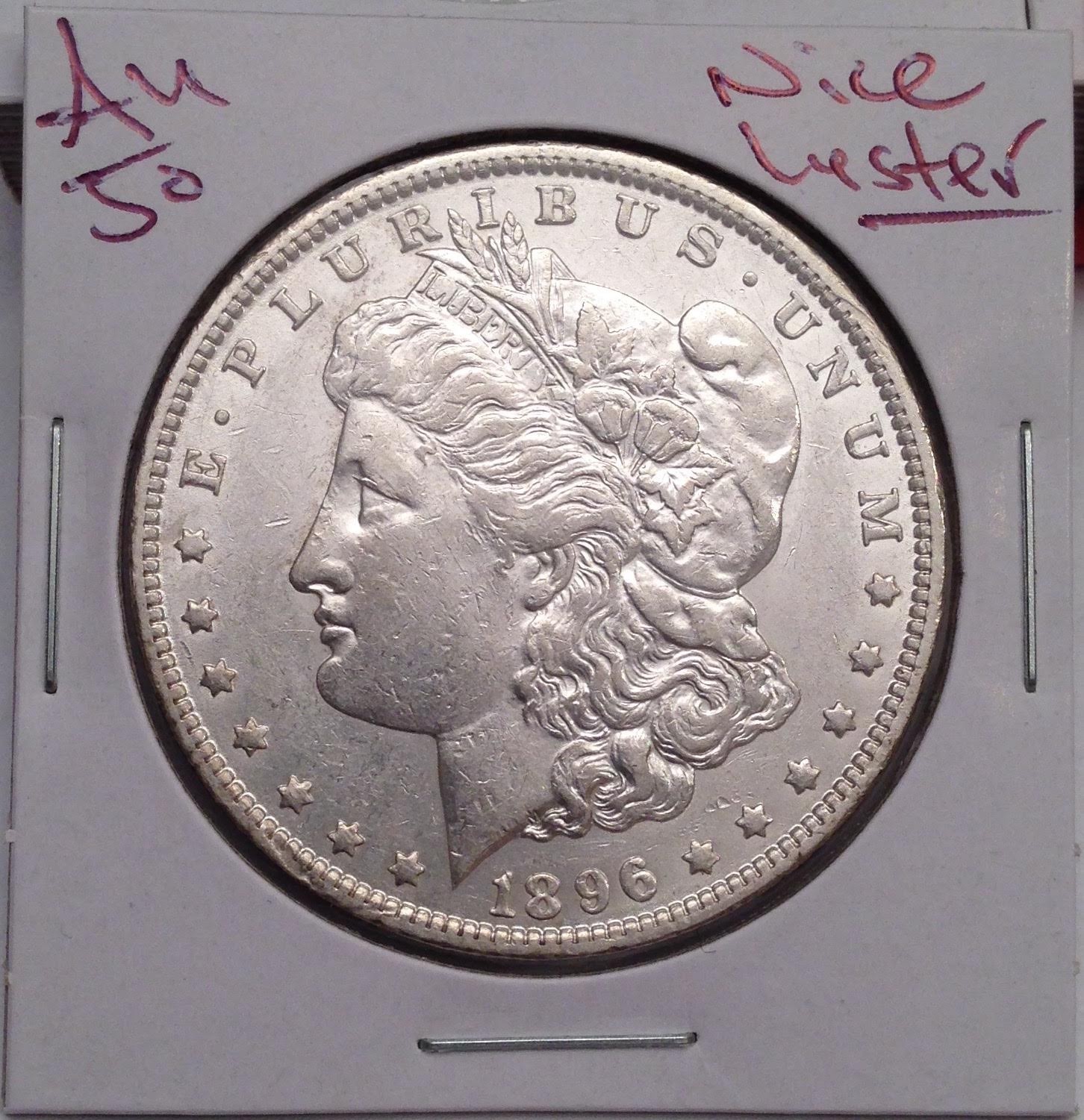 1896-O Morgan Silver Dollar - Lustrous AU - Scarce Date O-Mint - Very Nice Coin 1896-O Morgan Silver Dollar - Lustrous AU - Scarce Date O-Mint - Very Nice Coin