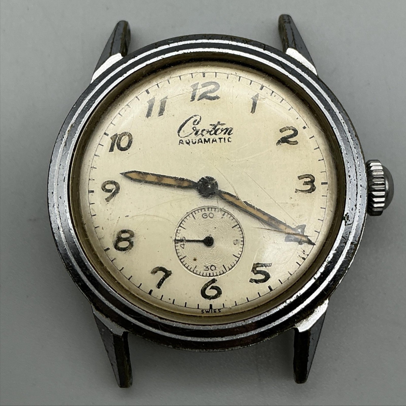 Vintage Croton Aquamatic Incabloc Mens Watch 31mm Cream Dial Automatic