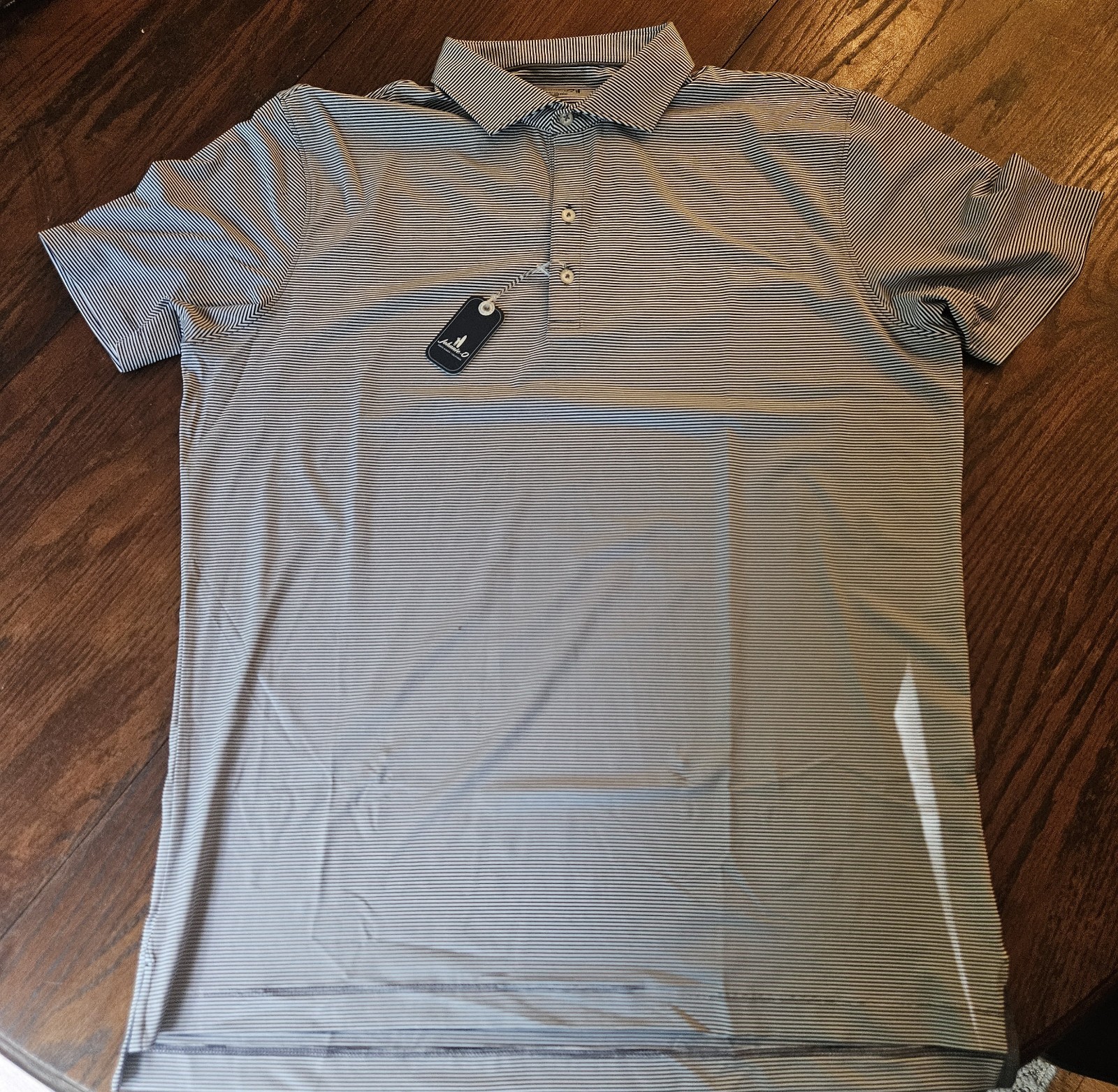 Johnnie-O Men\'s Polo Blue White Striped Size L NWT Johnnie-O Men\'s Polo Blue White Striped Size L NWT