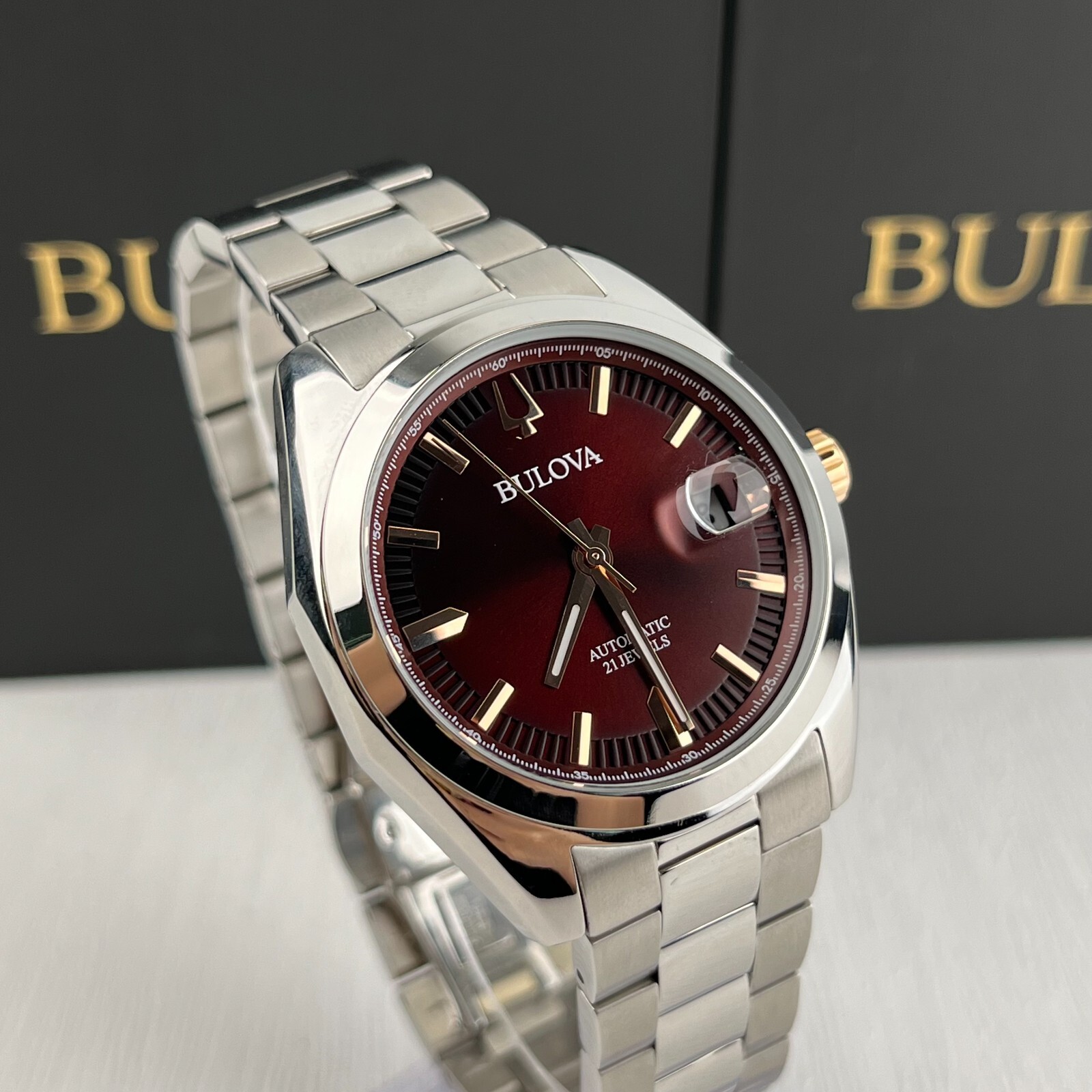 Bulova Surveyor 98B422 Men's Watch 39MM Red Dial Automatic Men's Watch Bulova Surveyor 98B422 Men's Watch 39MM Red Dial Automatic Men's Watch
