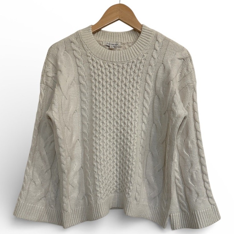 Francesca’s Cable Knit Sweater Women’s Small Cream Cozy NWT $60 MSRP