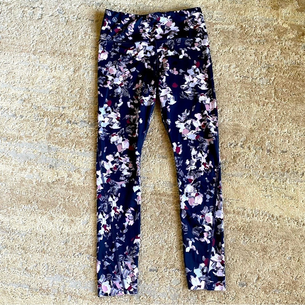Athleta Challenge Bloom 7/8 Leggings Yoga Pants Workout Gym Blue High Rise: S