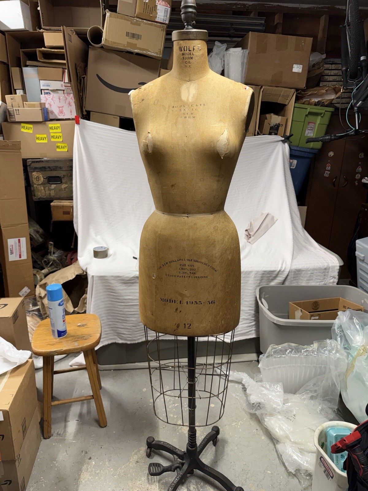Vintage Wolf Dress Form Mannequin, Model 1955-56 Size 12 Vintage Wolf Dress Form Mannequin, Model 1955-56 Size 12