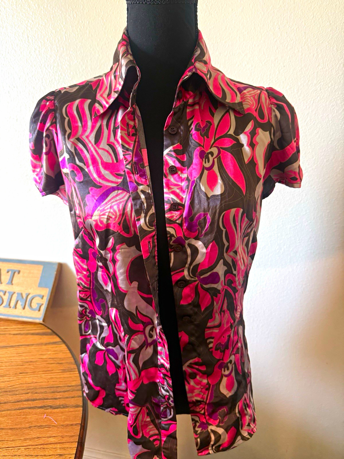 BCBGMAXAZRIA Satin rare y2k Deadstock unique button down office siren BCBGMAXAZRIA Satin rare y2k Deadstock unique button down office siren