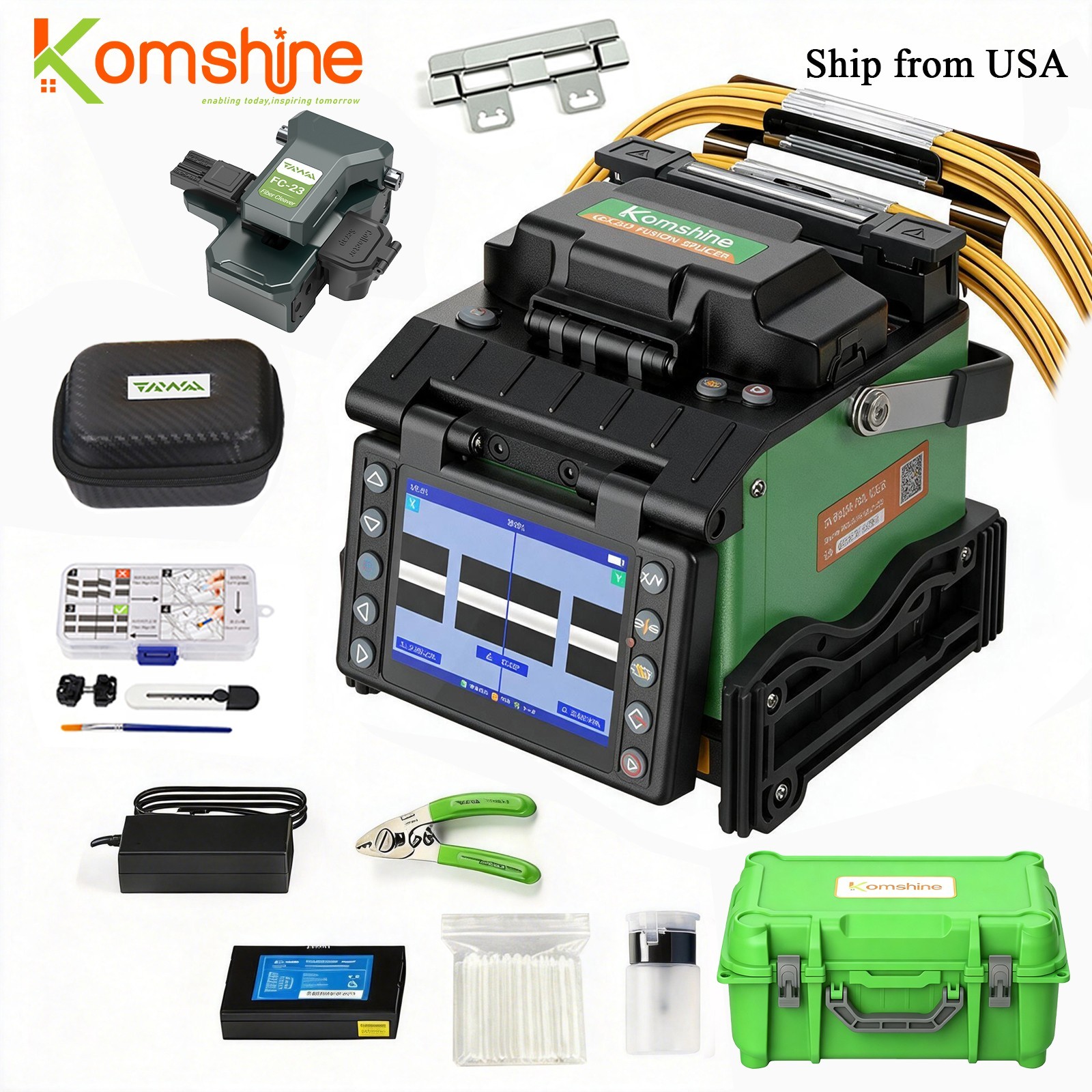 Komshine GX39 FTTx Fiber Optic Fusion Splicer, with FC-23 One-step Fiber Cleaver Komshine GX39 FTTx Fiber Optic Fusion Splicer, with FC-23 One-step Fiber Cleaver