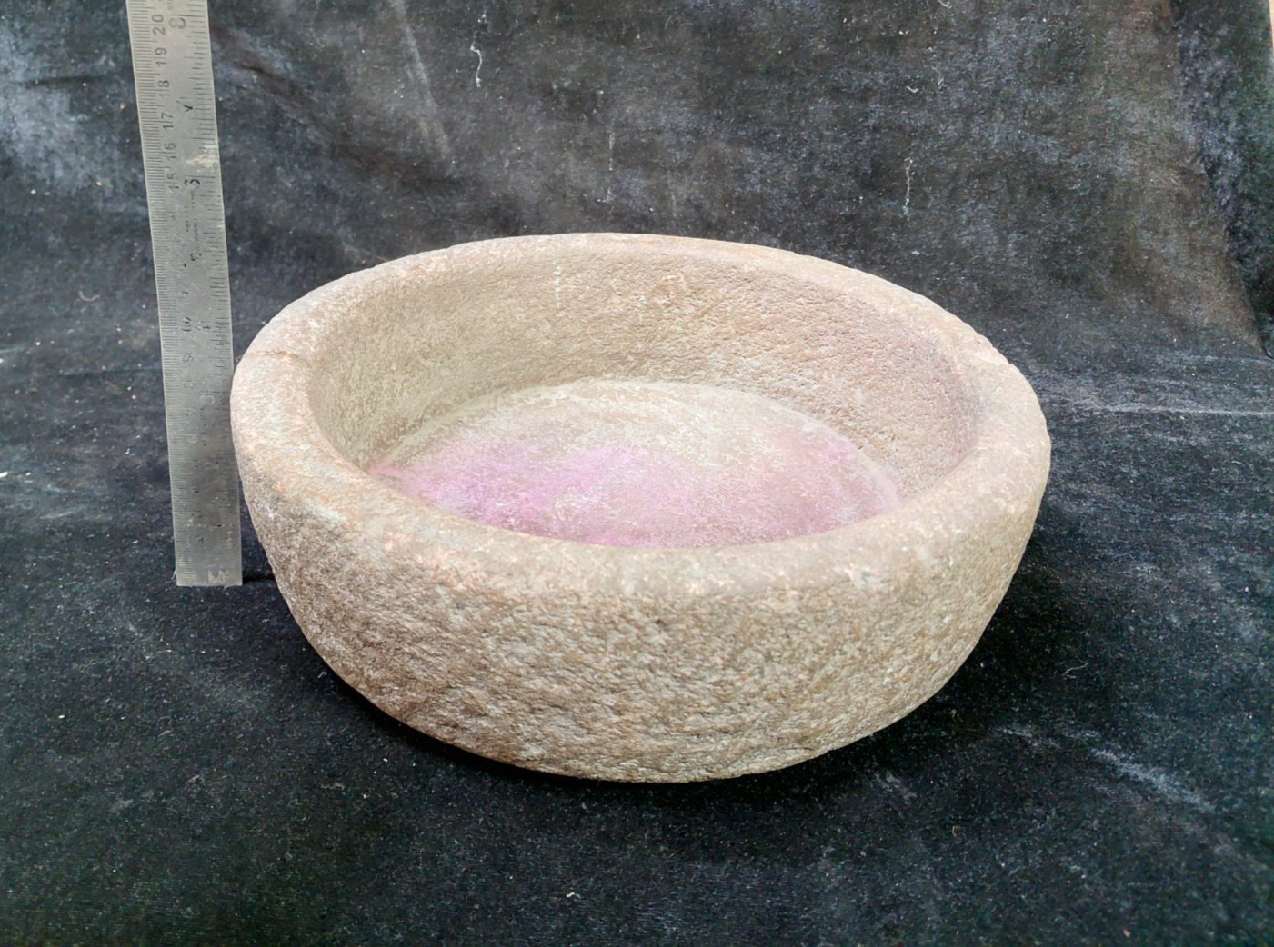 Old Vintage Hand -carve Primitive Multipurpose Use Raw Stone Big Heavy Bowl 11\