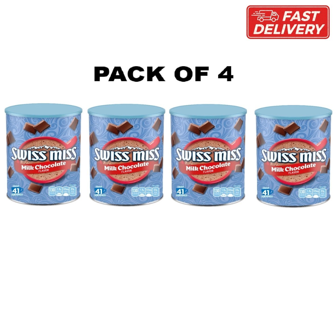 Swiss Miss Milk Chocolate Flavored Hot Cocoa Mix, 45.68 oz. Canister (4 pack) Swiss Miss Milk Chocolate Flavored Hot Cocoa Mix, 45.68 oz. Canister (4 pack)