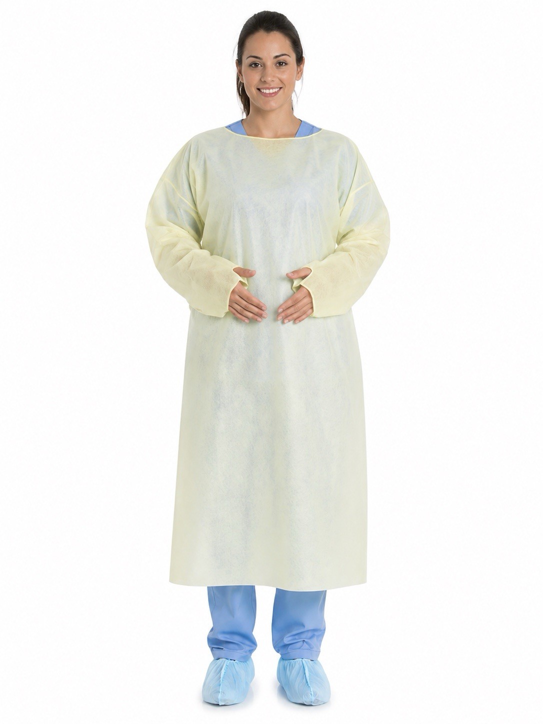Halyard 48362 Basics Tri-Layer AAMI 2 Isolation Gown XL Yellow 100/Case