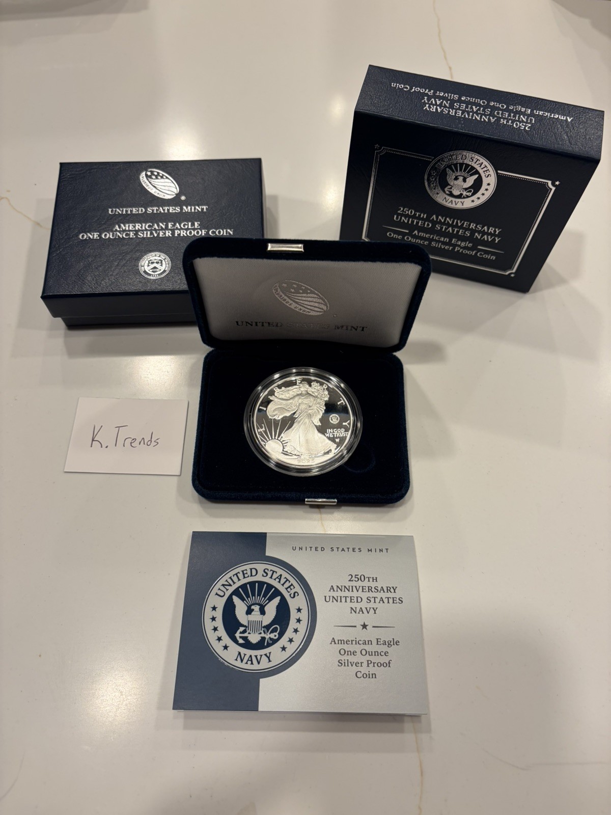 250th Anniversary United States Navy American Eagle One Ounce Silver Proof Coin