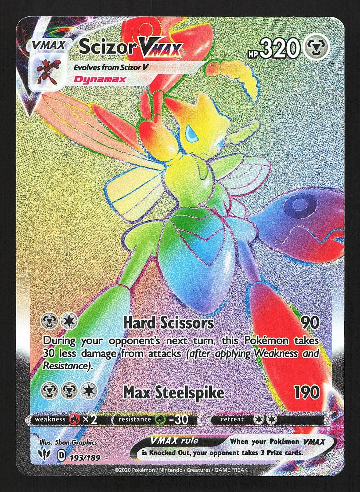 Scizor VMAX 193/189 Darkness Ablaze Holo Secret Rare Pokemon Card NM