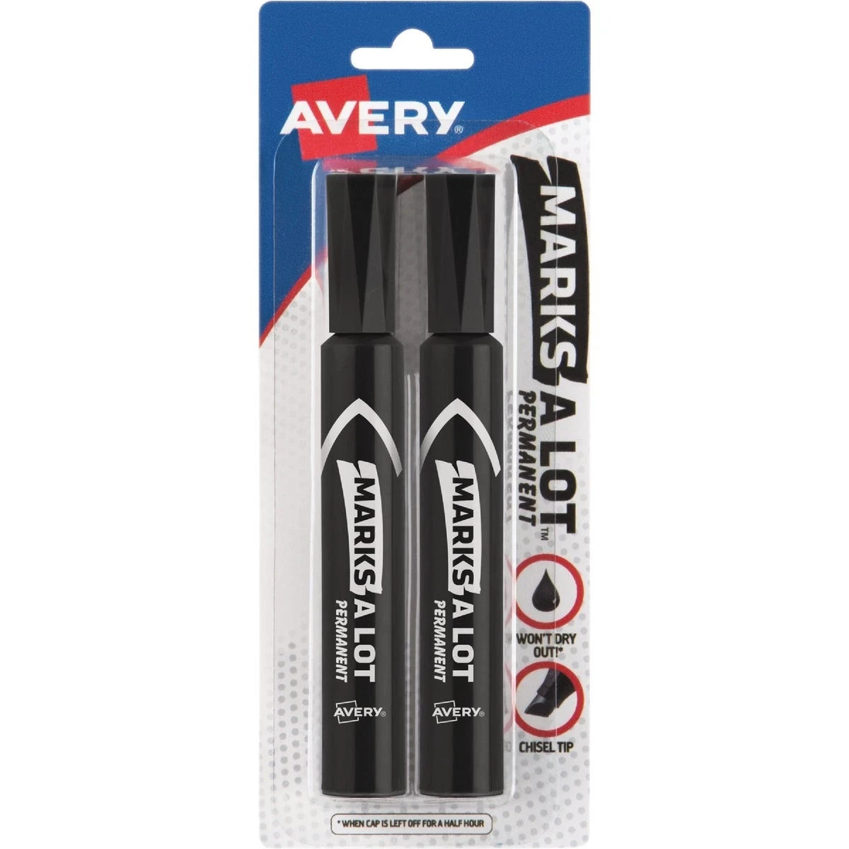 Avery Marks-A-Lot Permanent Markers, Regular Desk-Style Size, Chisel Tip, Water Avery Marks-A-Lot Permanent Markers, Regular Desk-Style Size, Chisel Tip, Water