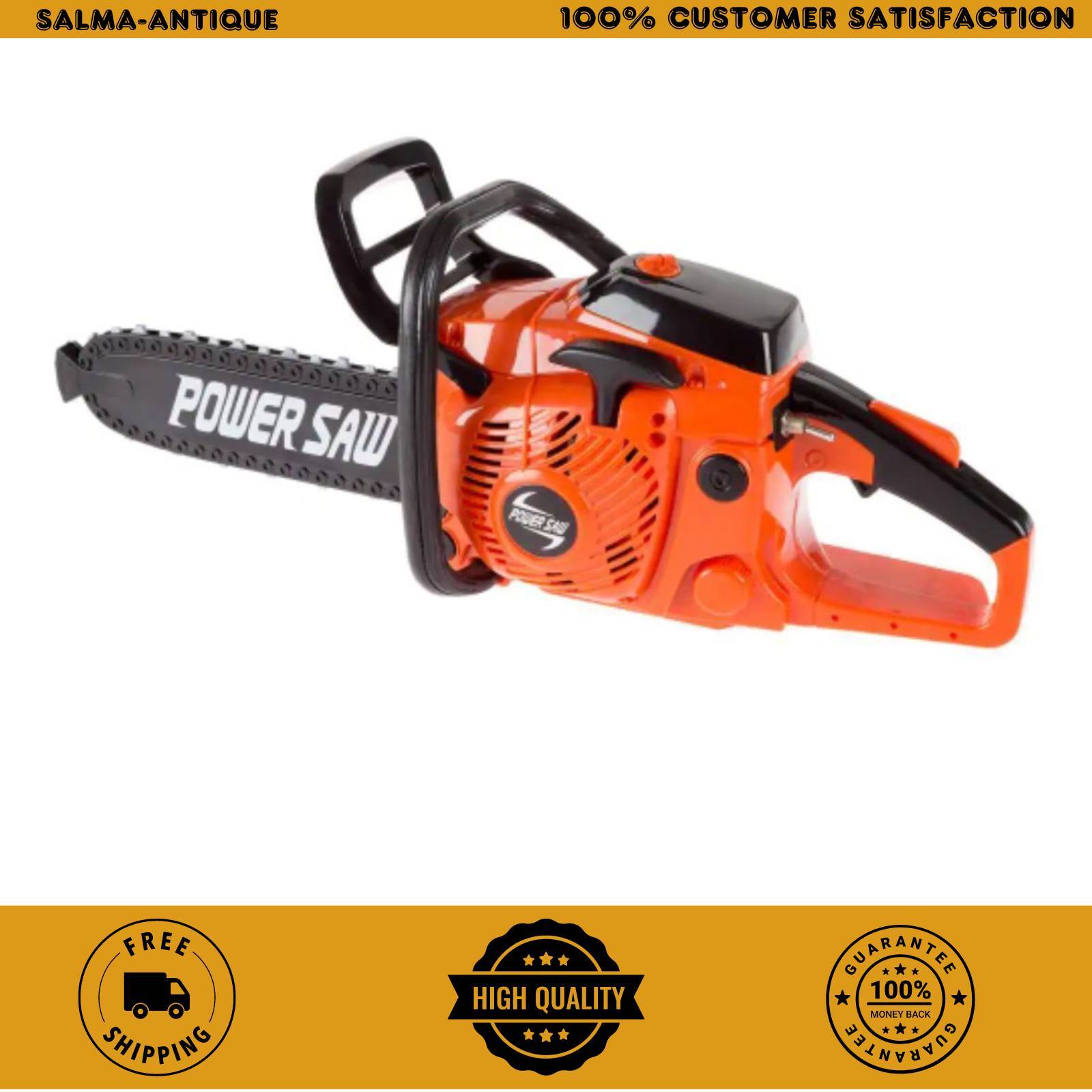 Pretend Play Toy Chainsaw Rotating Plastic Chain Pull Cord & Realistic Sounds