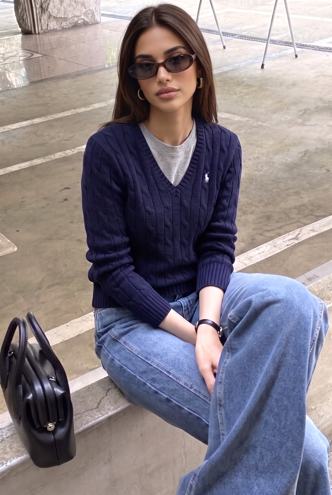 Polo Ralph Lauren Women’s Navy Cable Knit V-Neck Sweater XS NWT QR Authenticate Polo Ralph Lauren Women’s Navy Cable Knit V-Neck Sweater XS NWT QR Authenticate