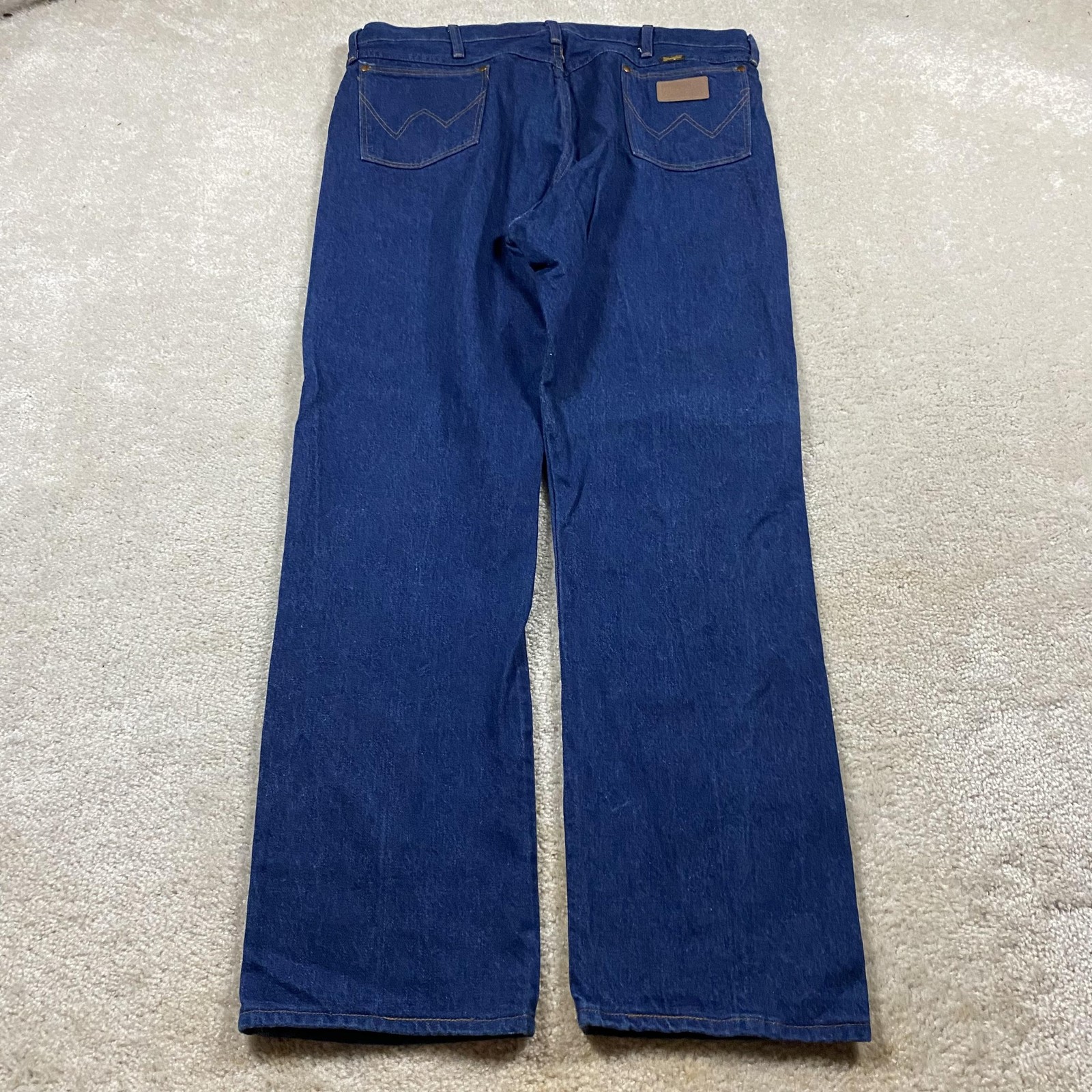 VTG Wrangler Jeans Mens 42x34 Made USA 13MWZPW Straight Denim Dark Wash Cowboy